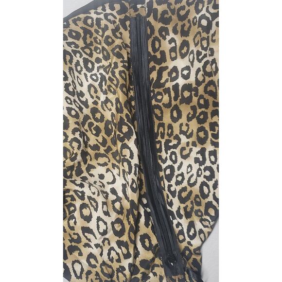 VTG Alfani Silk Leopard Print Sleeveless Top Bow Trim Womens 14 Business Casual - Picture 6 of 8